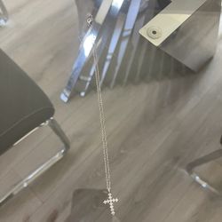 Silver Rhinestone Cross Necklace 