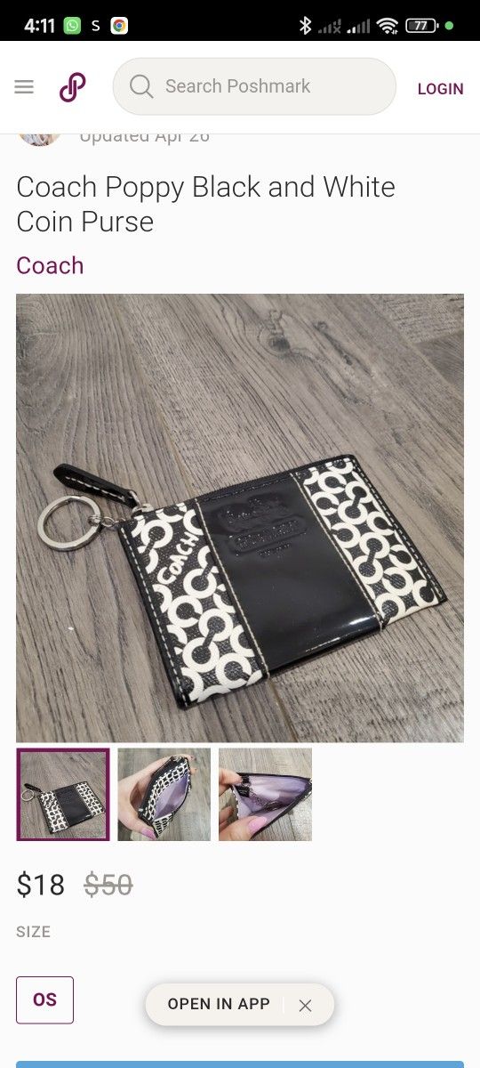 Coach Black And With Pattern Wallet Keychain