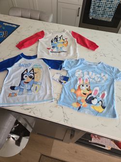 BRAND NEW/TAGS BLUEY SWIM TOP SZ 3T, BLUEY SWEATSHIRT 3T, BLUEY T-SHIRT 4T SEE DESCRIPTION