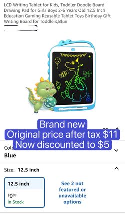 LCD Writing Tablet for Kids, Toddler Doodle Board Drawing Pad for Girls Boys 2-6 Years Old 12.5 Inch Education Gaming Reusable Tablet Toys Birthday Gi