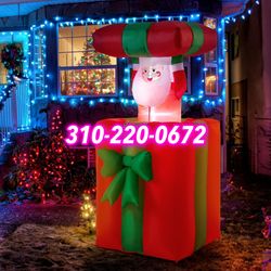 Christmas Inflatables Blow Up Lifting Santa Claus with Cover Head,Built-in LED Lights,2.5FT Christmas Decorations