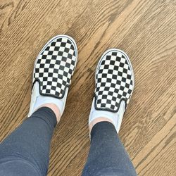 Unisex Checkered Vans Low Tops Slip Ons 