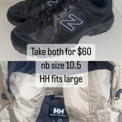 New Balance Size 10.5 Helly Hansen Jacket 