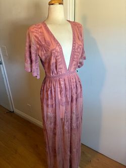 NWT Honey Punch As You Wish Lace Romper Maxi Dress - Dusty Rose / M
