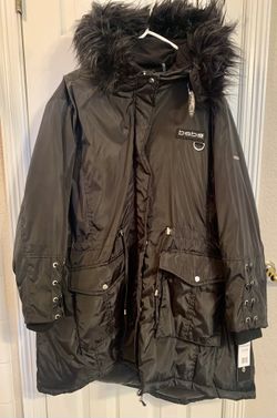 Woman’s Black Winter Coat With Hood, New With Tags