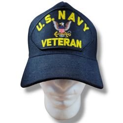 U.S. Navy Veteran Hat Snap Back Cap OSFM Official Military Headwear Eagle Crest United States Navy