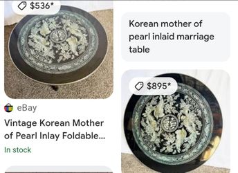 Vintage Korean mother of pearl Inlaid marriage