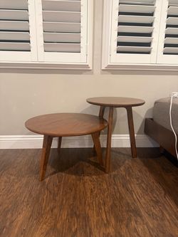 Small oak coffee table set