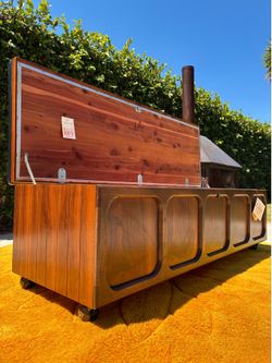 Mid-Century Tufted Cedar and Walnut Chest by Lane