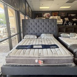 Calking Bed frame with mattresses set