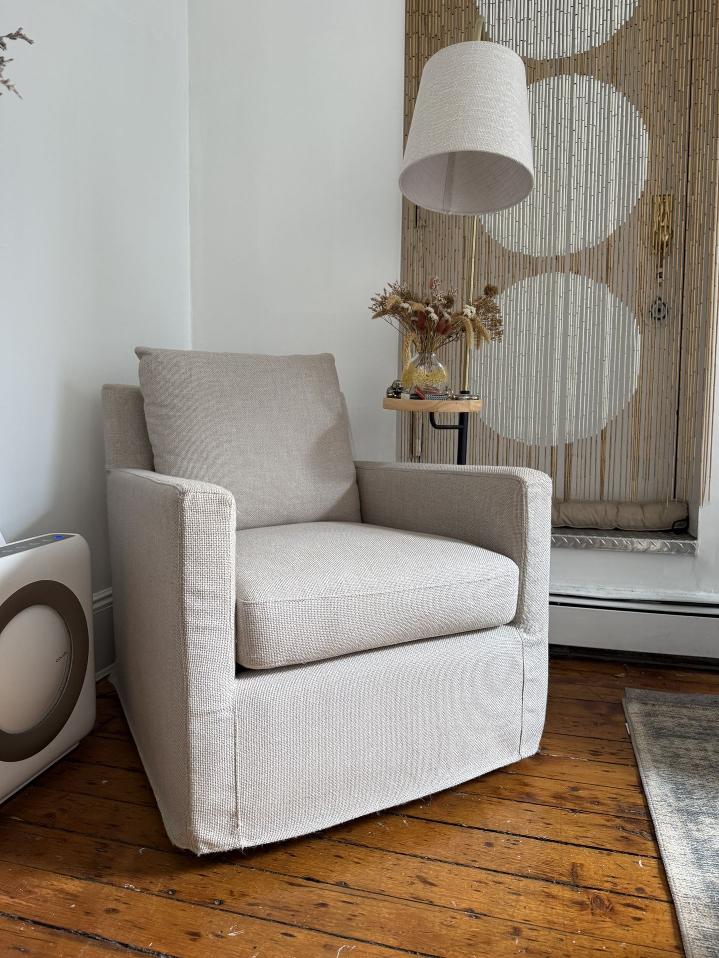 Vintage Beige Upholstered Lounge Chair