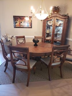 Dining room sets ,1 Big Round Table And 6 Chairs Solid Wood Bamboo Design