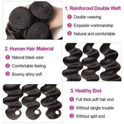 Human hair—12 inch—Natural Black Color