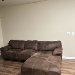 Brown Chaise Sectional Couch 