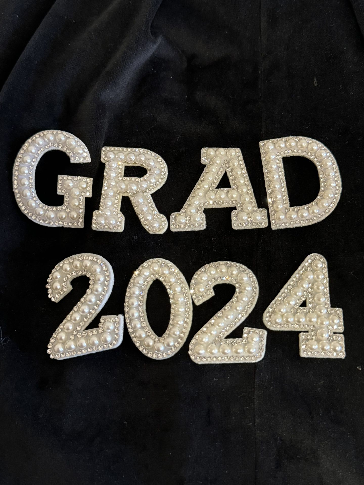 Grad 2024 Letters Iron On Glue On Sew On Letters Patches Pearl Rhinestone 