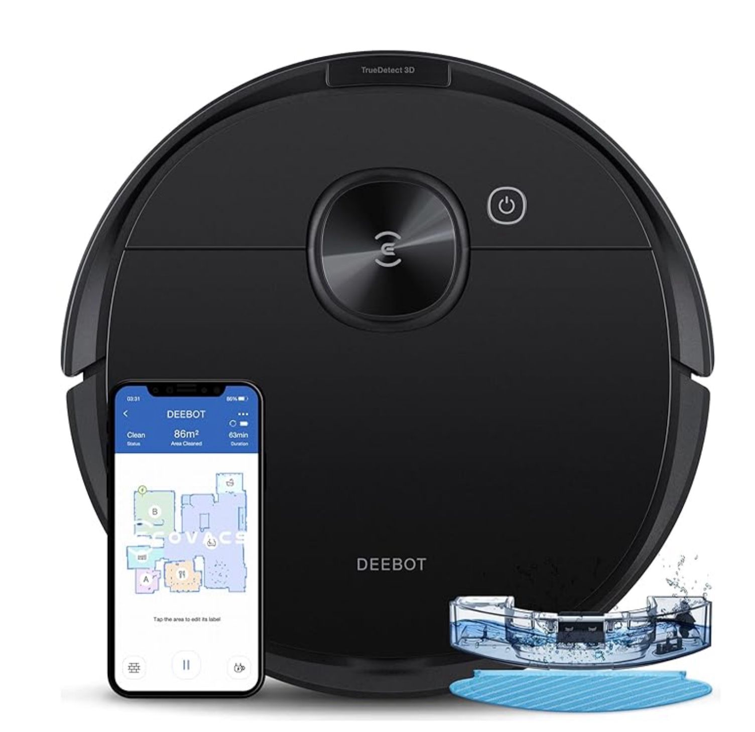ECOVACS Deebot N8 Pro Robot Vacuum and Mop, Strong 2600Pa Suction, Laser Based LiDAR Navigation, Smart Obstacle Detection, Multi-Floor Mapping, Fully