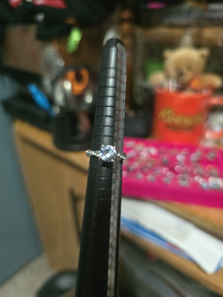 Size 5 Stunning White Sapphire Silver Promise Ring