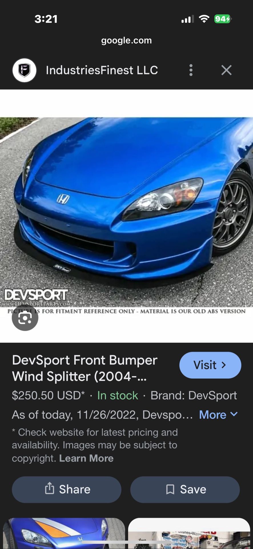 Dev Sport Front Lip Honda S2000