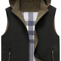 Xl size Men's lightweight softshell jacket, hooded jacket, zipper design, windproof, sleeveless, suitable for golf and running.(pls choose color)