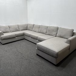 Oversized Tranquility Light Beige Extended Sectional Sofa. Made in USA. We deliver & setup.
