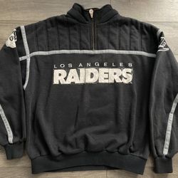 Vintage Los Angeles Raiders Sweater Nike 1/4 Zip Sweatshirt NFL Large 80's 90's