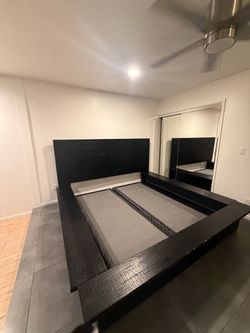 Black Platform Bed Frame with Headboard
