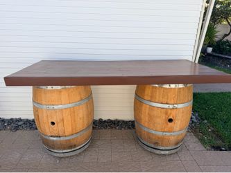 Wine barrel table