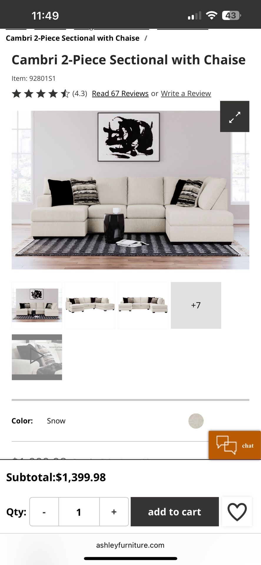 Cambri 2-Piece Sectional with Chaise