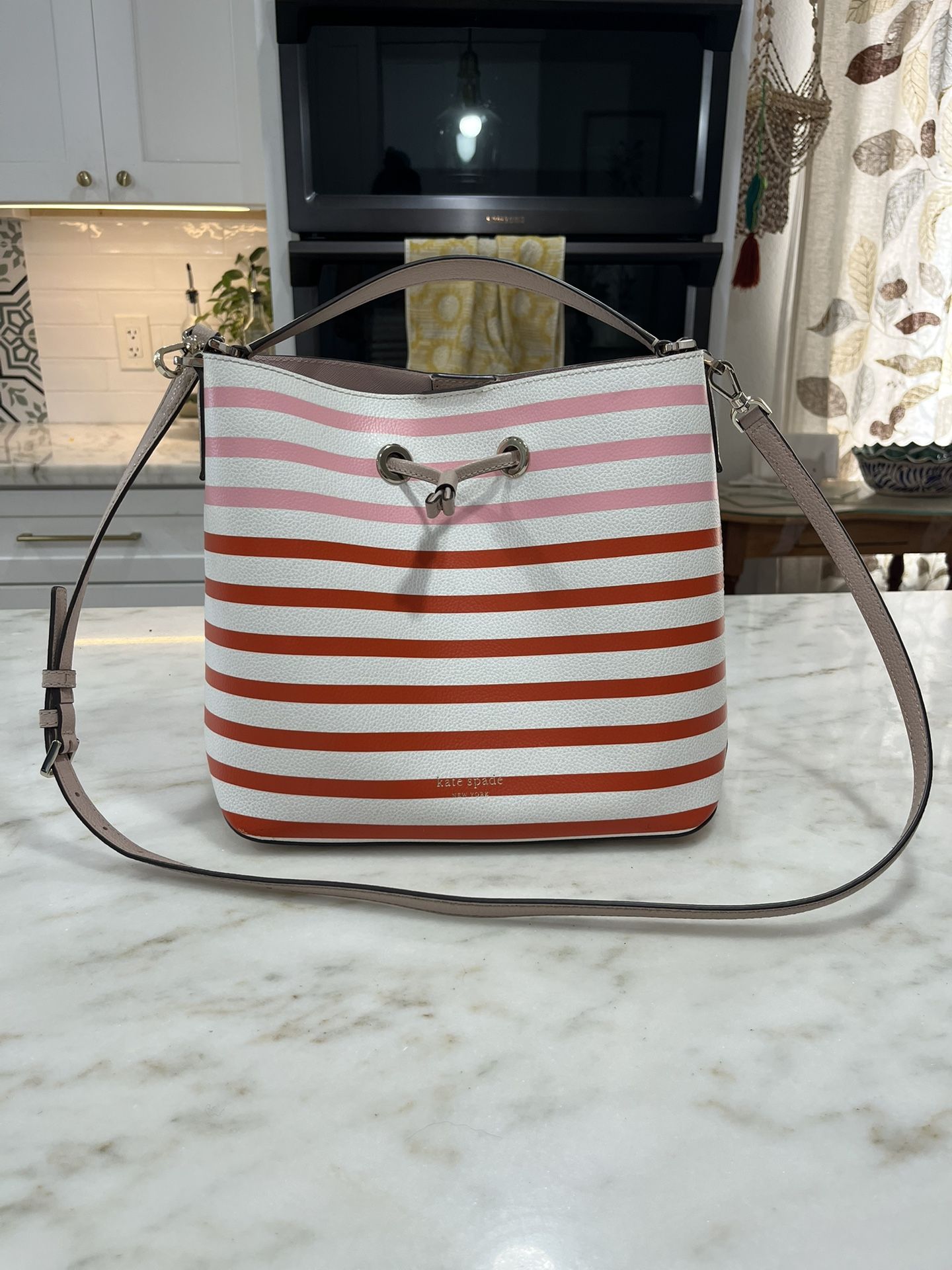 Kate Spade Purse Eva Stripe Large Bucket Bag