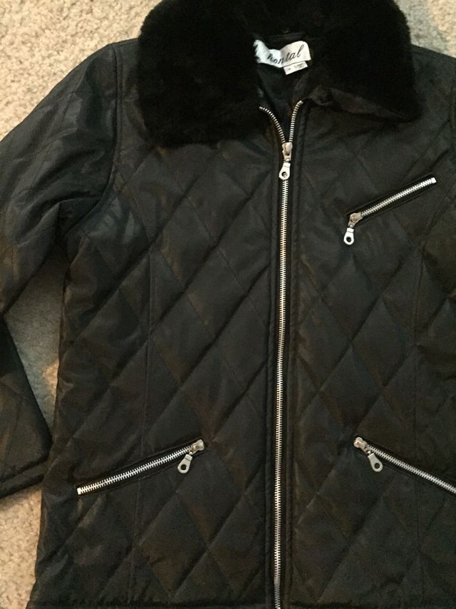 Brand New Black Padded Waterproof Jacket/Coat With Fur Collar