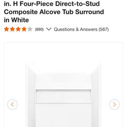 Bootz Industries NexTile 60 in. W x 30 in. D x 60 in. H Four-Piece Direct-to-Stud Composite Alcove Tub Surround in White