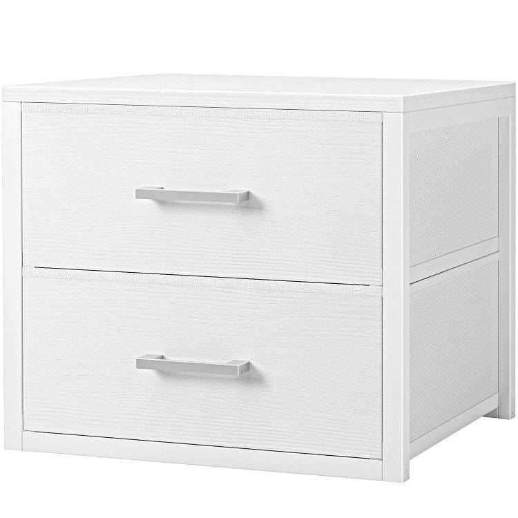BOLUO Stackable Storage Drawers Closet Organizers and Storage Fabric White 2 Drawer Dresser for Bedroom Modern