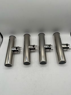 1" Rail Clamp-on Boat Fishing Rod Holders, Stainless Steel, 4 pieces