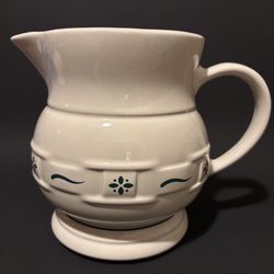 Longaberger Traditions Pottery  Green Pitcher Made in USA