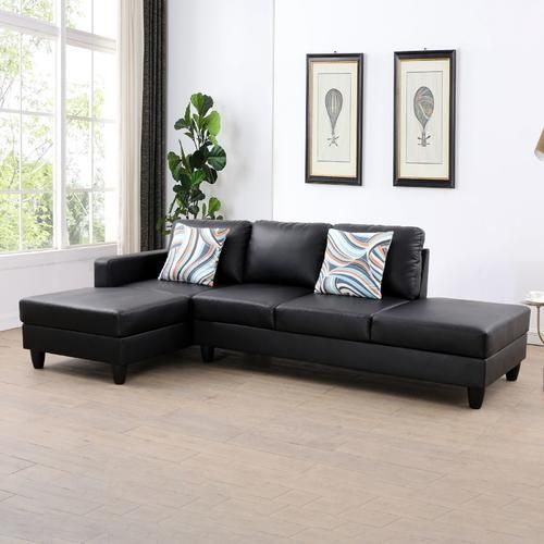 New Black Leather Couch Set