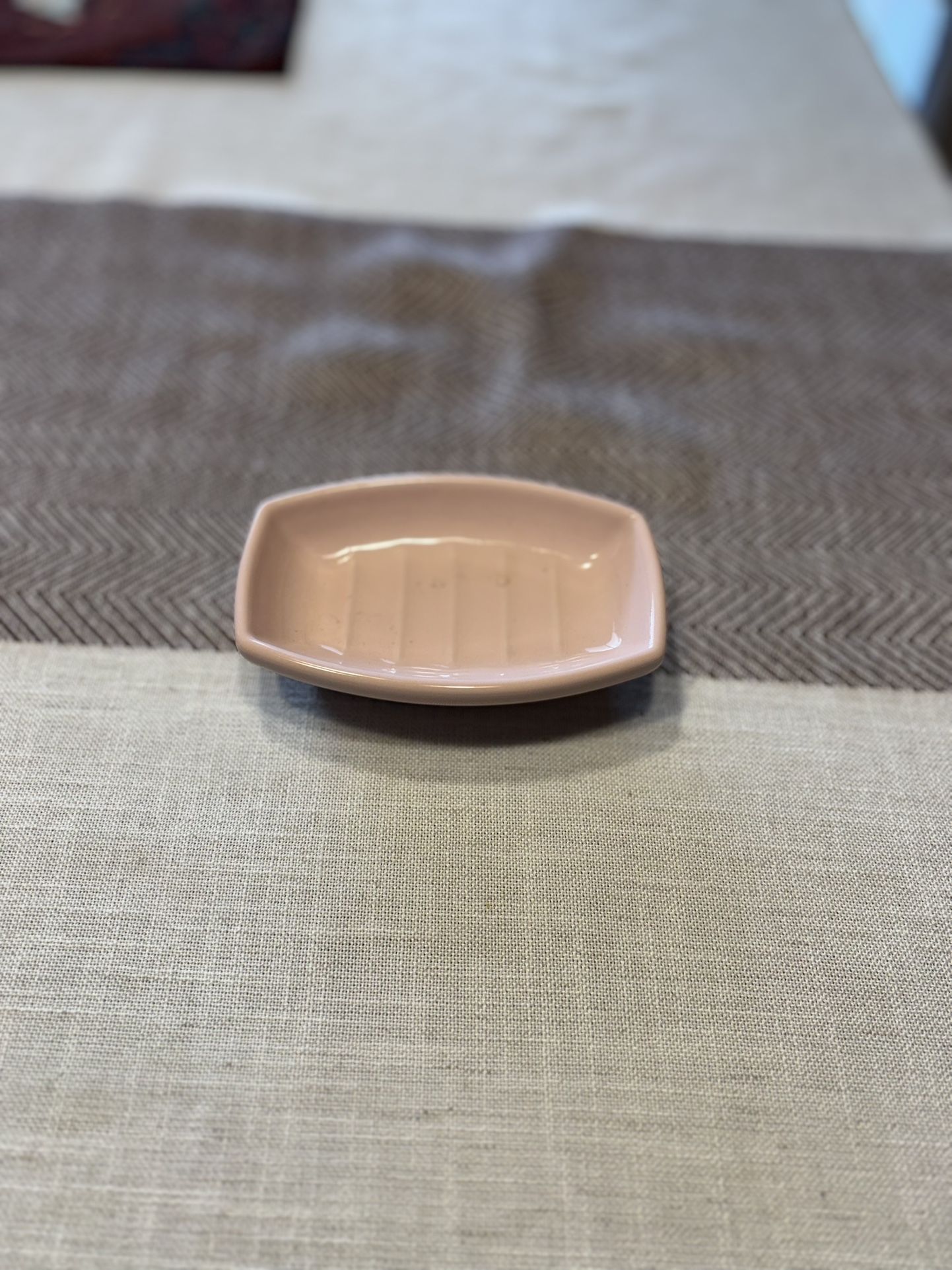 Vintage pink ceramic soap dish