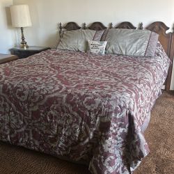 King size bedroom set solid wood from the 19 large dresser with nine drawers, two nightstands with lots of storage and headboard $300 for the set pick