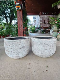 Rustic White Clay Pots, Planters, Plants. Pottery, Talavera $70 cada una