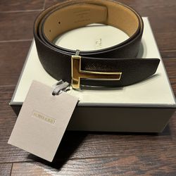Tom Ford - Small Grain Leather T Icon Belt