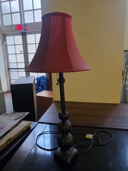 Table Lamp with Red Shade