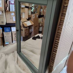 Home Decorators 20" X 27" Corner Medicine Cabinet With Mirror In Sea Glass Green