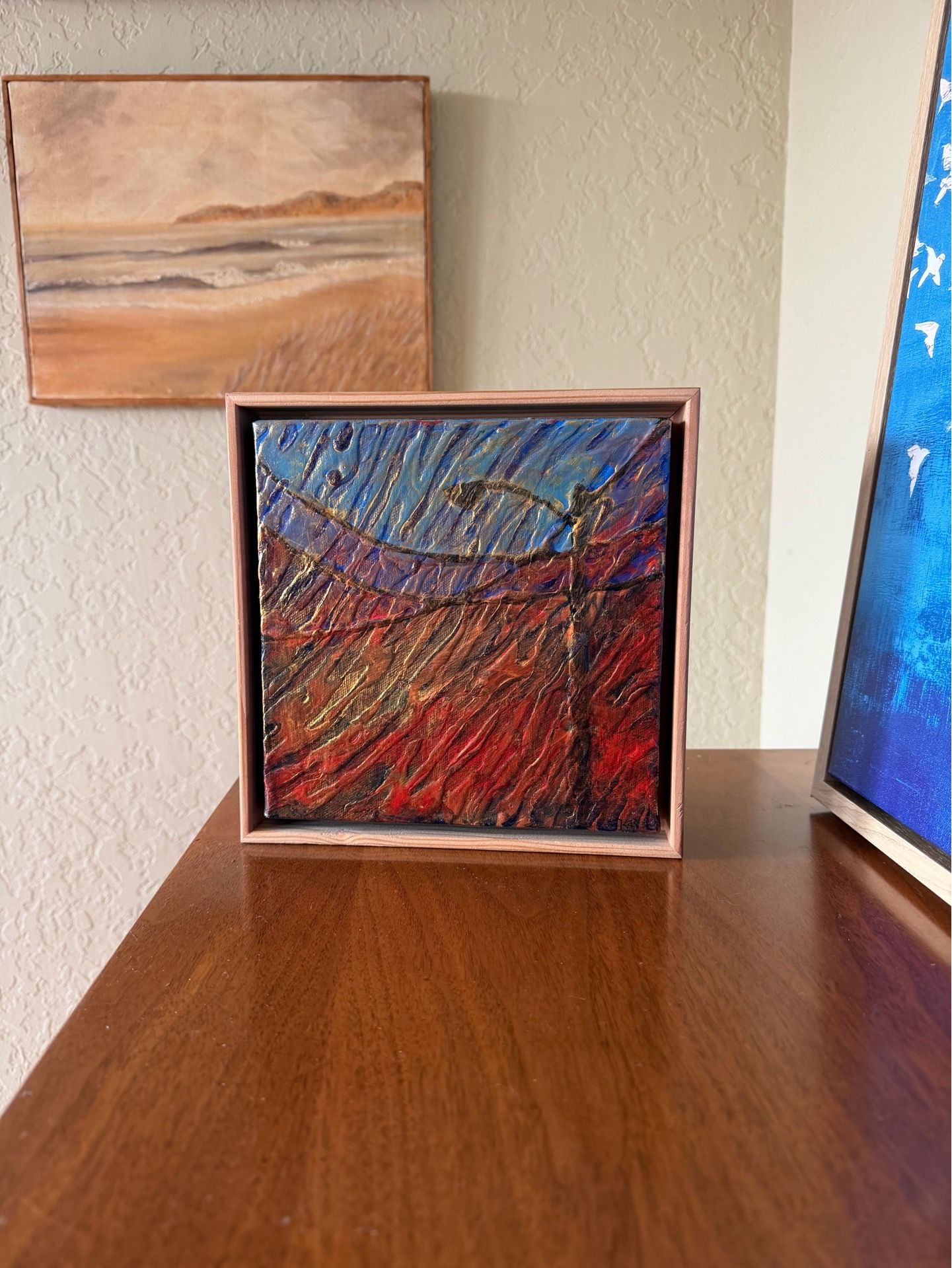 Original Framed Art Mid Modern Abstract