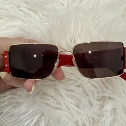 MCM Red And Gold Sunglasses With Leather Case New 