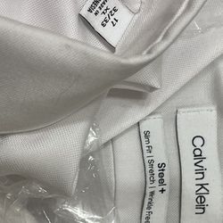 Calvin Klein Steel White Dress Shirts Slim Brand New 