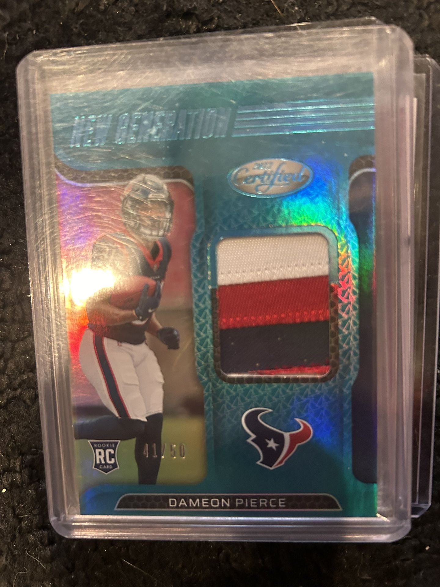 Damien Pierce Quad color, patch rookie/50