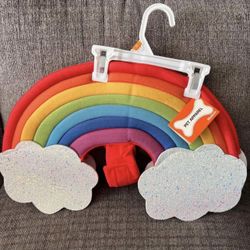 🌈 New! Rainbow w Glitter Sparkle Clouds Padded Double Sided Halloween Dog Costume Medium
