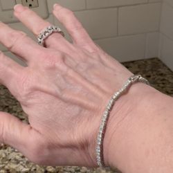 Tennis Bracelet 2MM 2”2.1 Btw & Multi Stone Size 7 heart Ring