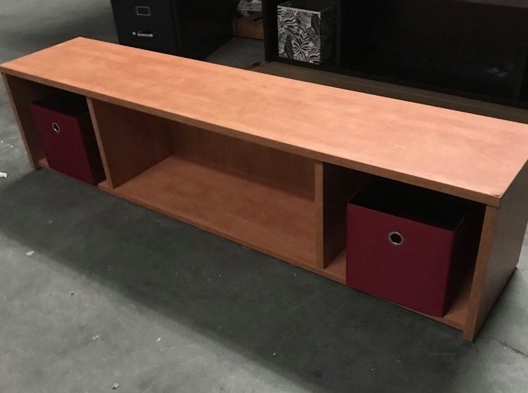 Oak finish storage bench