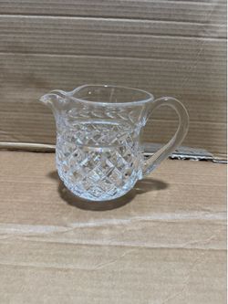 Vintage Cut Crystal Creamer Pitcher Cream Jug 6” Clear Heavy Glass Elegant Serving