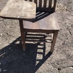Vintage Wooden Tablet Arm School Desk Chair